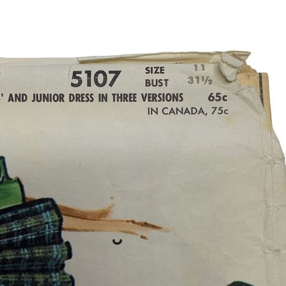 Vintage 50s McCalls 5107 Pattern Junior Misses 9-16 Dress Pinup Cut 3 Styles - Picture 2 of 4